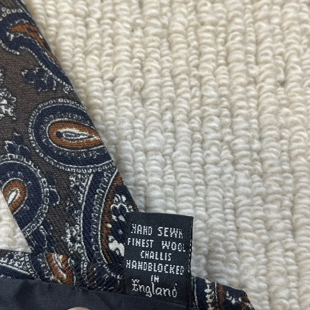 Robert Talbott Nordstrom Wool Tie Brown Paisley Men's Designer Necktie